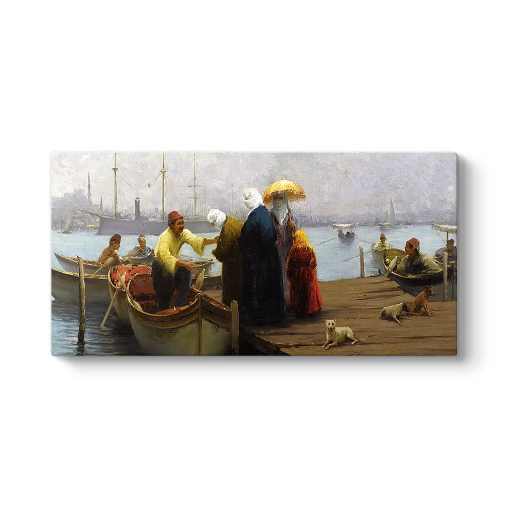 Fausto Zonaro - Women Boarding Tablosu - Model 5
